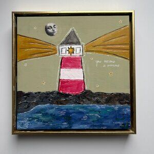 Lighthouse + Moon Wall Hanging Art